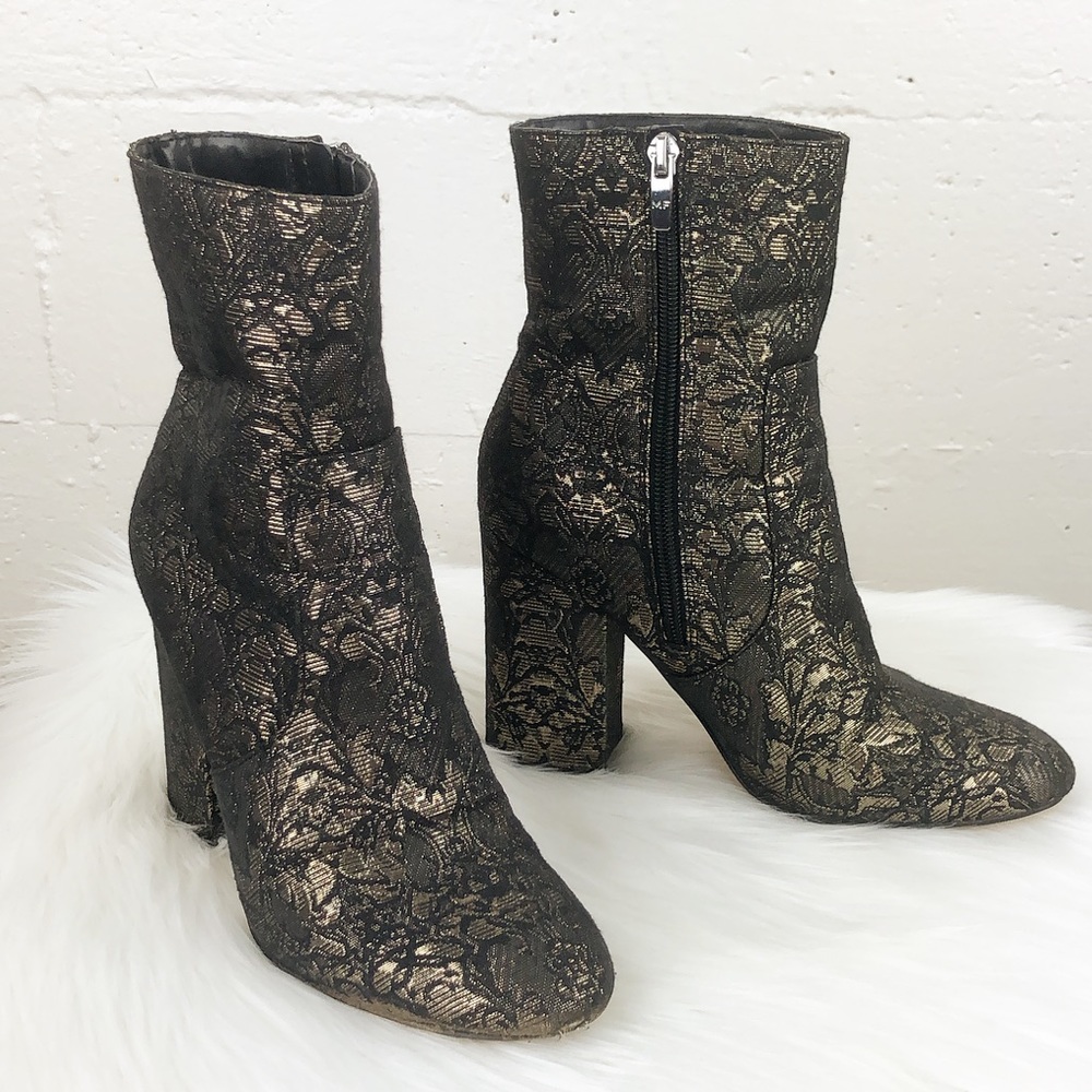 MARC FISHER Newbia Floral Brocade Booties Black - Picture 3 of 8